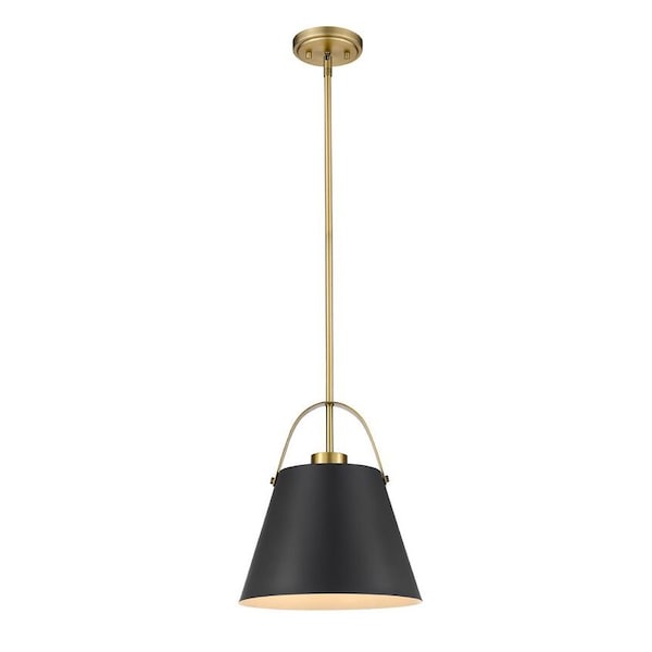 Z-Lite Z-Studio 1 Light Pendant, Matte Black & Heritage Brass 726P-MB+HBR - main